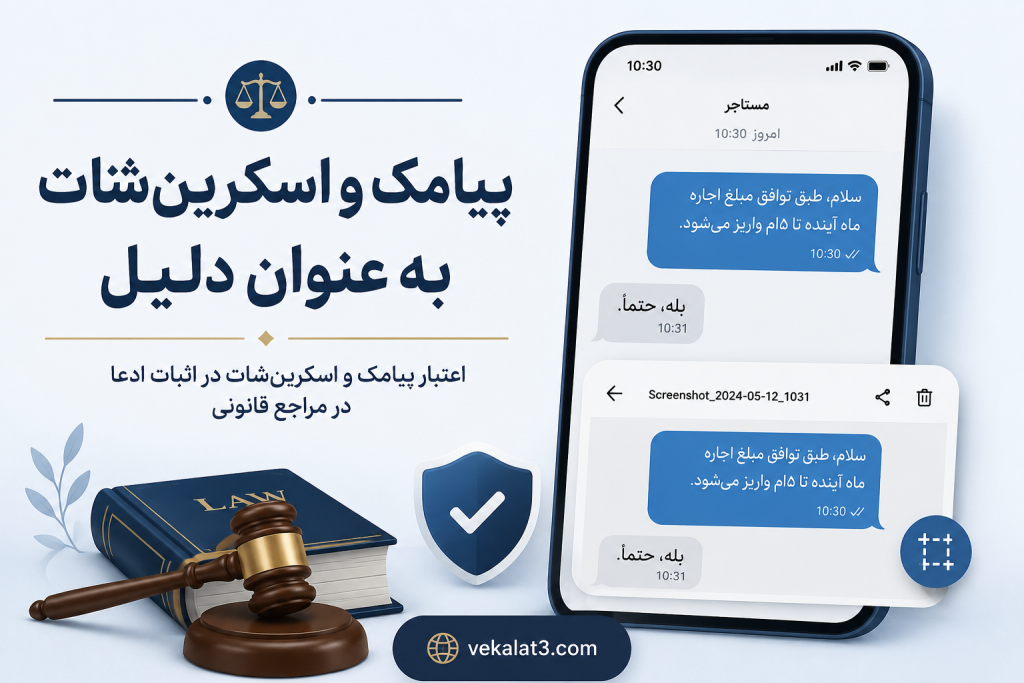 پیامک و اسکرینشات به عنوان دلیل